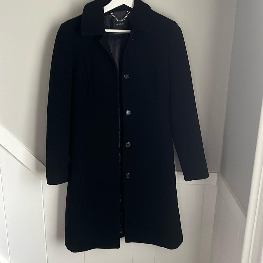 J Crew Lady Day Italian Double Wool Jacket Black Size 2